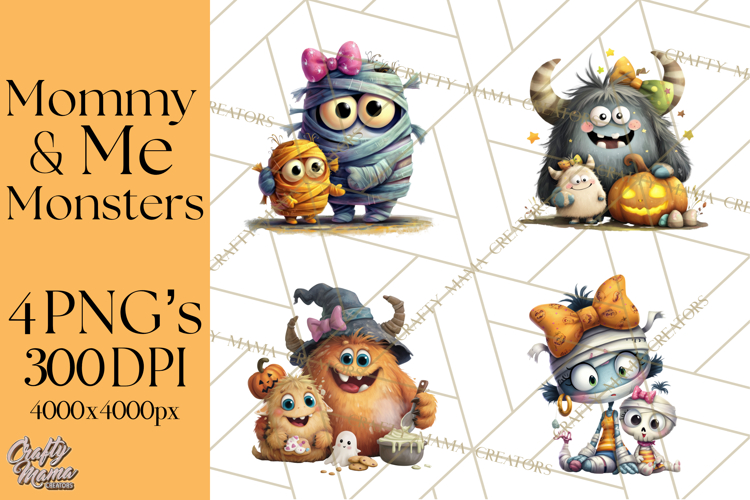 Mama and Me Halloween Monsters PNG Clipart, Mommy And Me Png