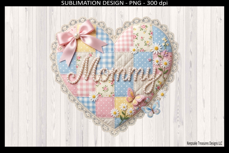 Mommy Pink Patchwork Heart PNG | Sublimation T-Shirt Design