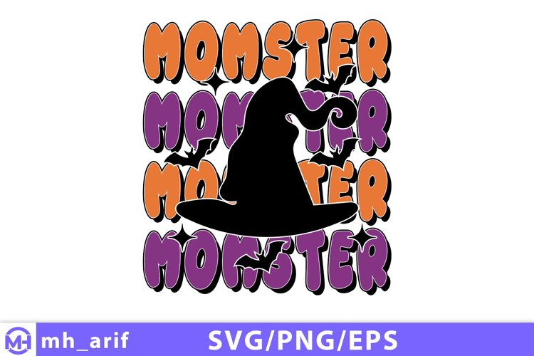 Retro Halloween Momster SVG PNG T-shirt Design