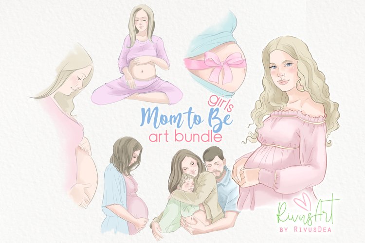 Pregnancy clipart bundle | Woman pregnant by girl PNG example image 1