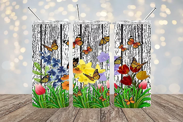 Butterflies and Flowers - 20oz Sublimation - PNG Design