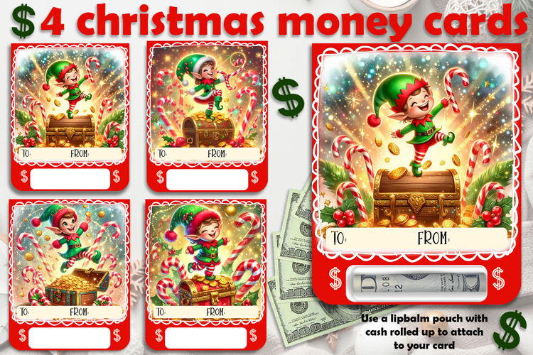 Christmas cards, funny gift Money cards for printing