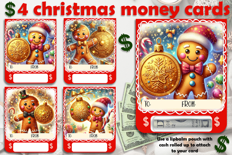 Christmas cards, funny gift Money cards for printing
