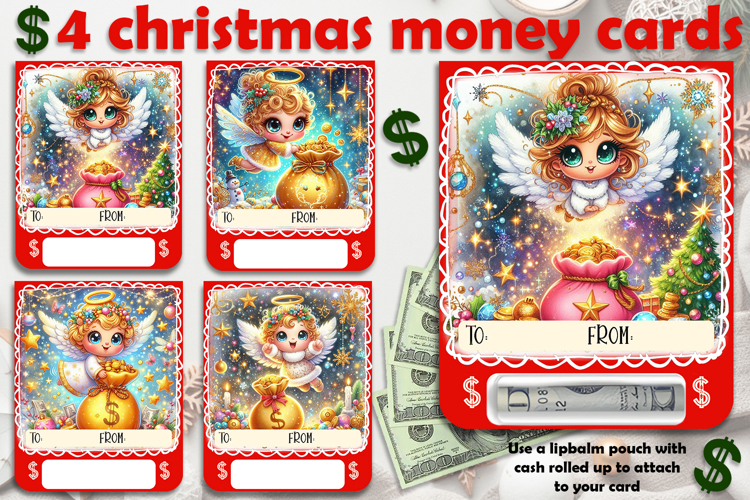 Christmas cards, funny gift Money cards for printing