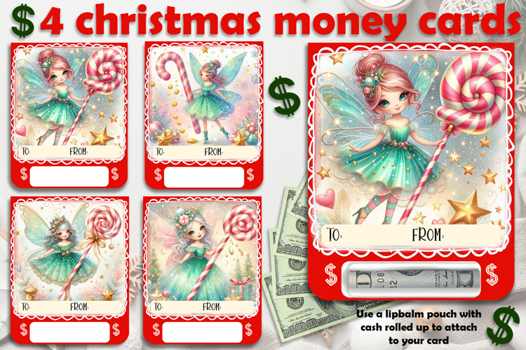 Christmas cards, funny gift Money cards for printing