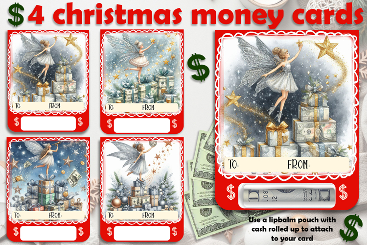 Christmas cards, funny gift Money cards for printing