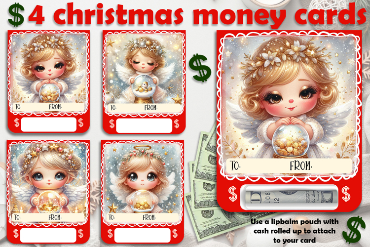 Christmas cards, funny gift Money cards for printing