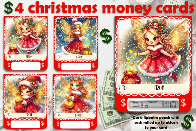 Christmas cards, funny gift Money cards for printing