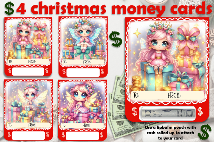Christmas cards, funny gift Money cards for printing