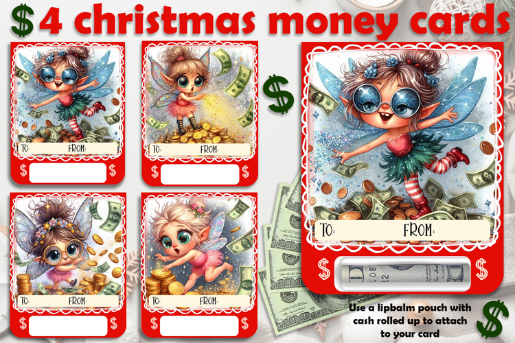 Christmas cards, funny gift Money cards for printing