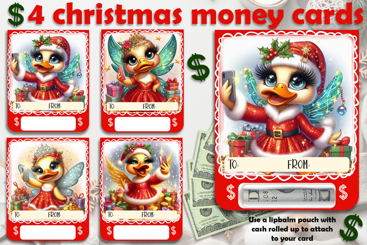 Christmas cards, funny gift Money cards for printing