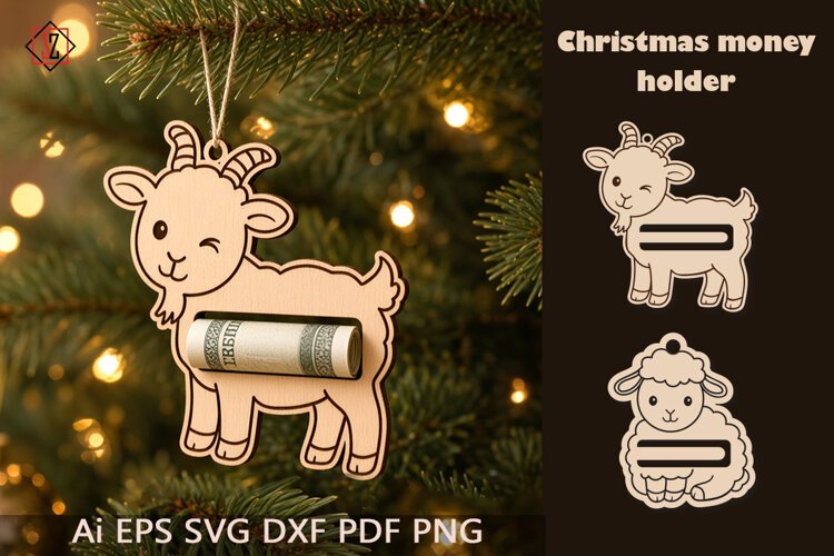 Money holder | SVG file for cutting | Goat and lamb_2 example image 1