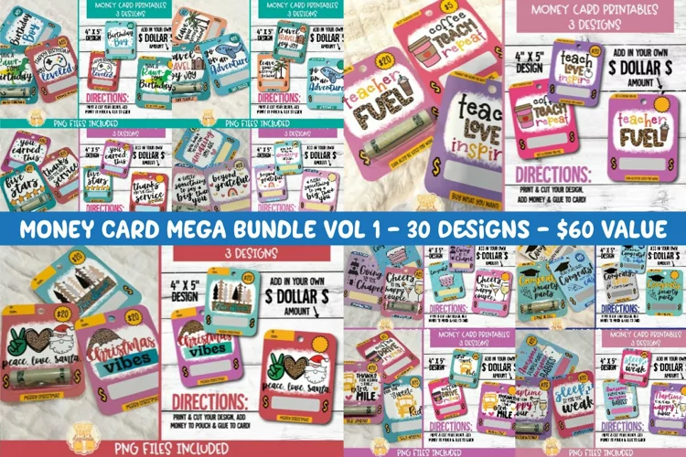 Money Card Mega Bundle Vol 1 | Money Holder PNG Designs