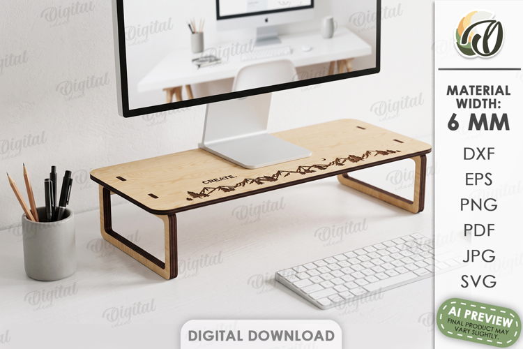 Monitor Shelf Laser Cut. Desk Organizer. Monitor Stand SVG