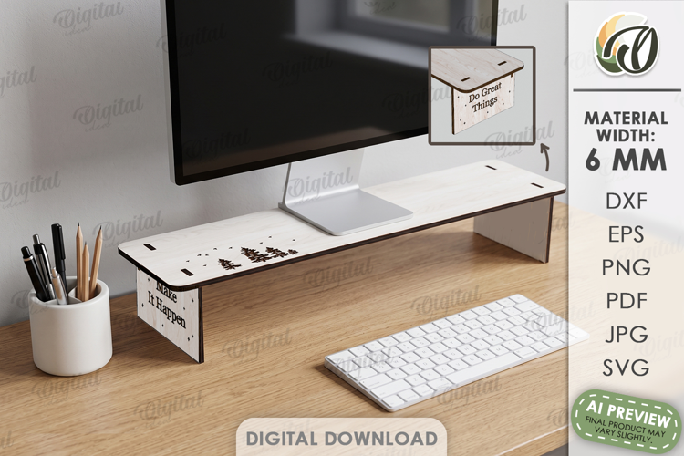 Monitor Shelf Laser Cut. Desk Organizer. Monitor Stand SVG