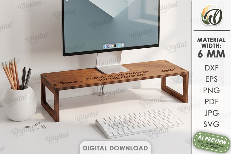 Monitor Shelf Laser Cut. Desk Organizer. Monitor Stand SVG