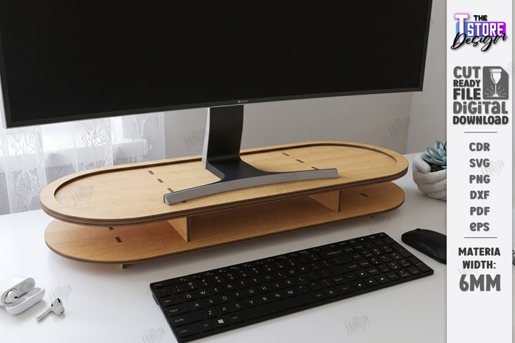 Desk Monitor Stand Laser Cut | Office Decor | Monitor Shelf