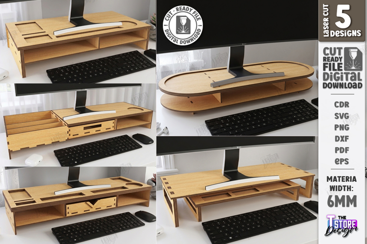 Desk Monitor Stands Laser Cut Bundle | Office Decor | CNC