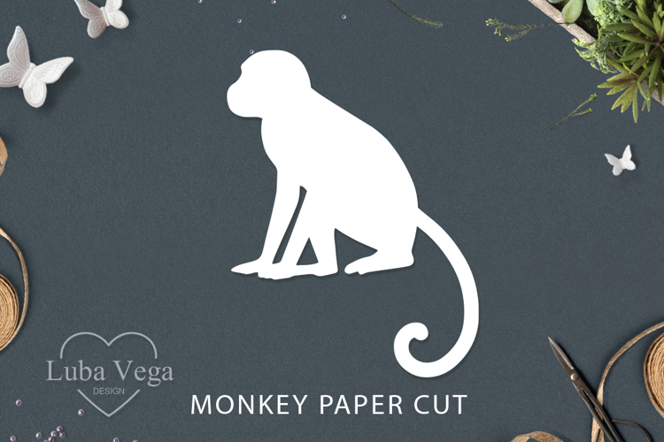 Monkey silhouette template / Monkey paper cut