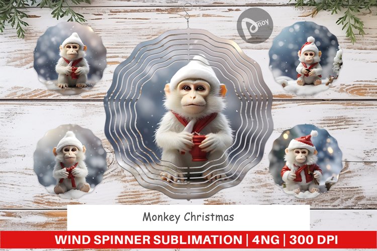 Wind Spinner Monkey Christmas