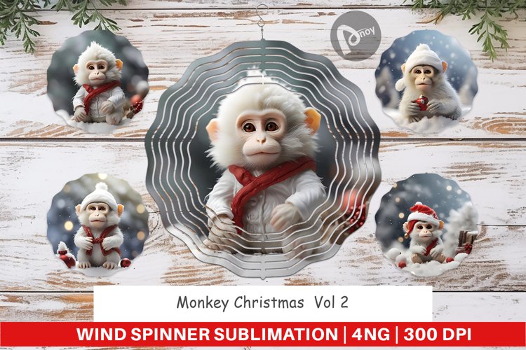 Wind Spinner Monkey Christmas