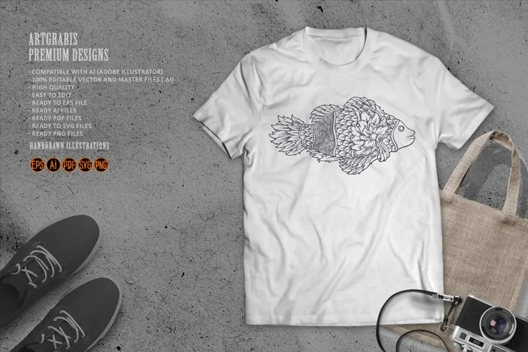 Monochrome fish vintage luxury svg Illustrations