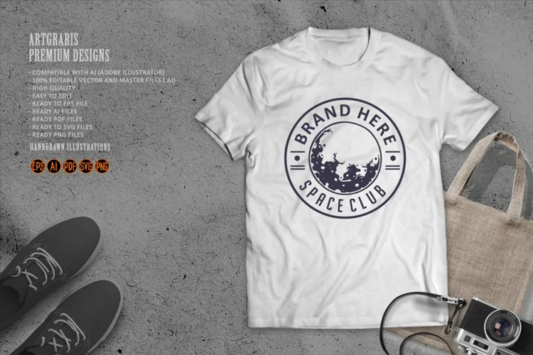 Monochrome space club vintage logo label svg