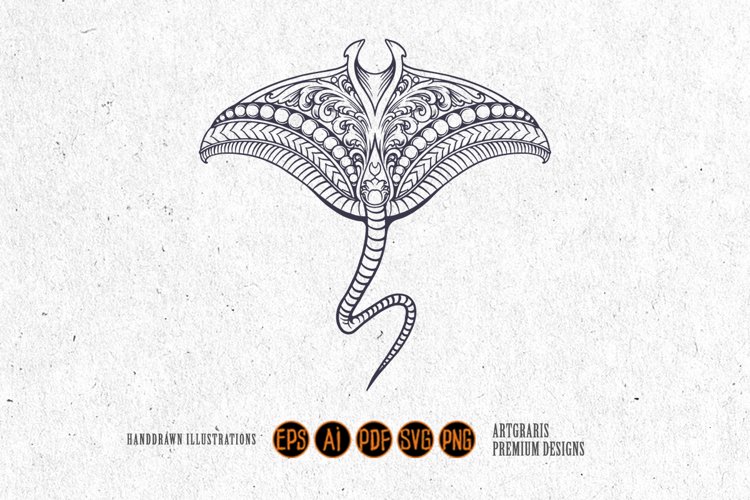 Monochrome stingray luxury vintage ornament svg