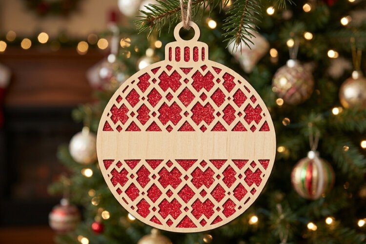 Monogram Christmas Bauble SVG Laser Cut Ornament File example image 1