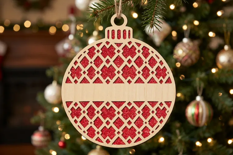 Monogram Christmas Bauble SVG Laser Cut Ornament File