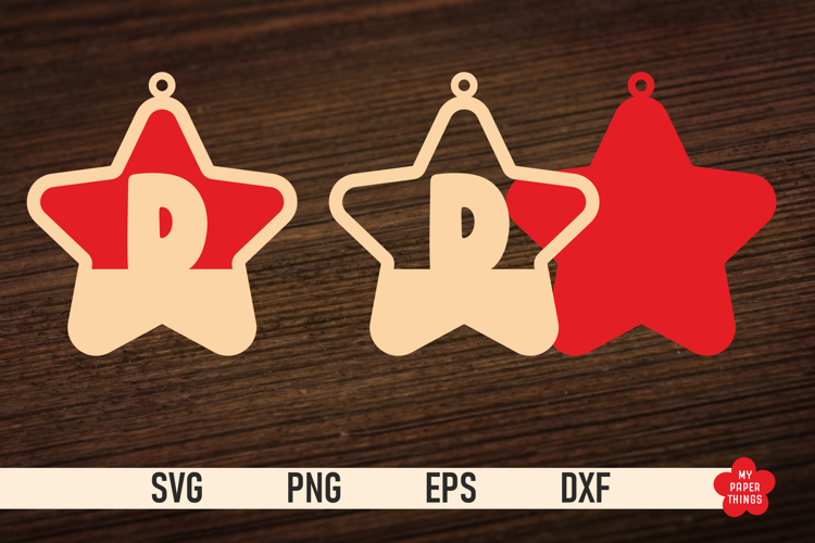 Monogram Christmas Star Ornament SVG, Letter D Svg