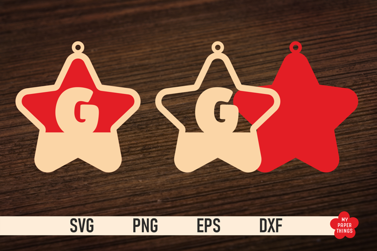 Monogram Christmas Star Ornament SVG, Letter G Svg