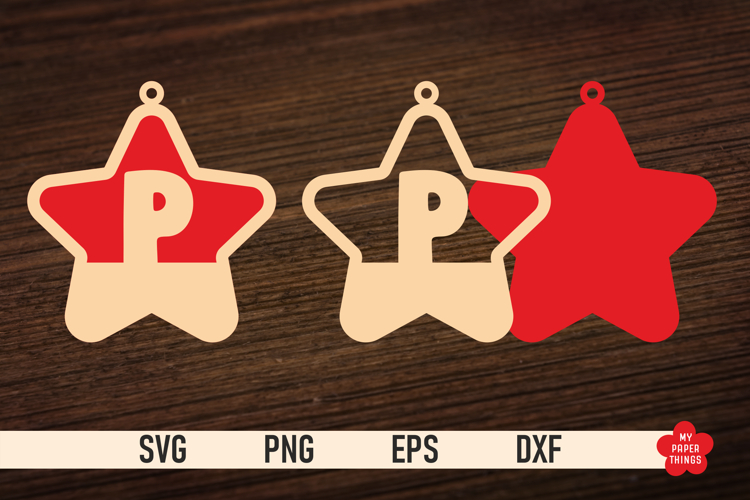 Monogram Christmas Star Ornament SVG, Letter P Svg
