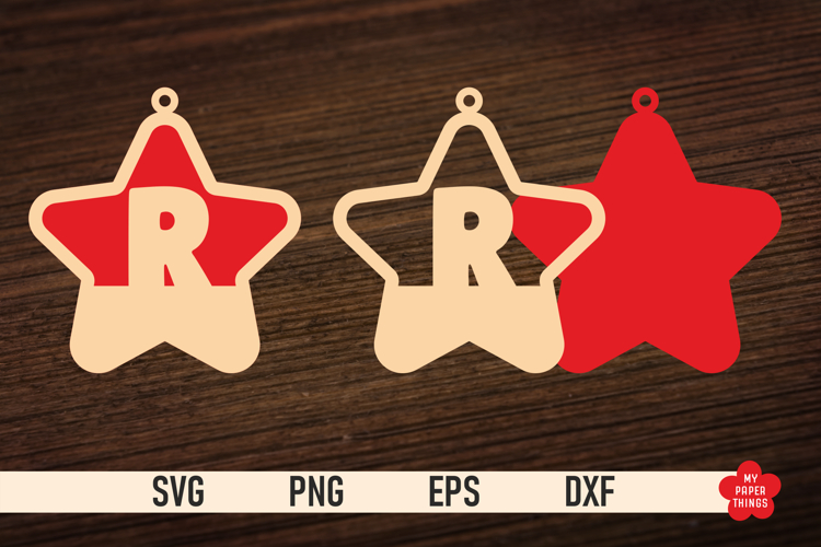 Monogram Christmas Star Ornament SVG, Letter R Svg