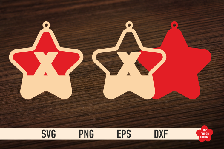 Monogram Christmas Star Ornament SVG, Letter X Svg