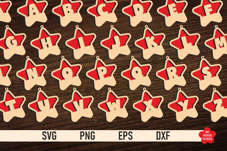 Monogram Christmas Star Ornament SVG, Christmas Alphabet Svg