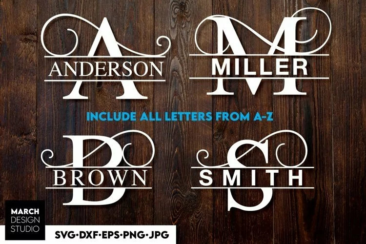 Monogram SVG | Split Name Monogram Fonts SVG Last Name Sign