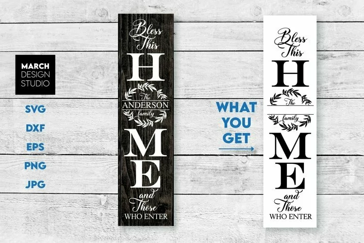 Bless This Home Porch Sign with Family Monogram SVG PNG