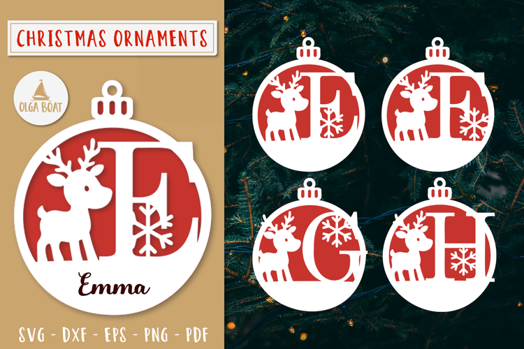 Monogram Snowman Ornament SVG Christmas Laser cut