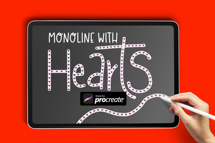 Monoline with Hearts Procreate Brush | Valentines Day