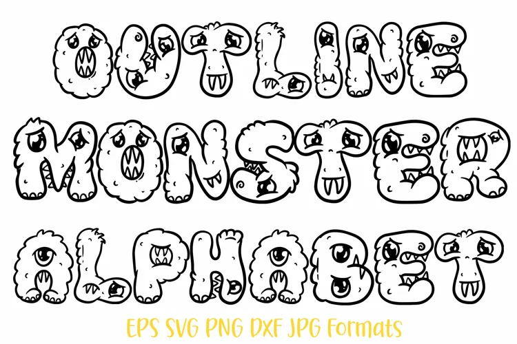 Monster Cute Cartoon Alphabet Letter Number Type SVG