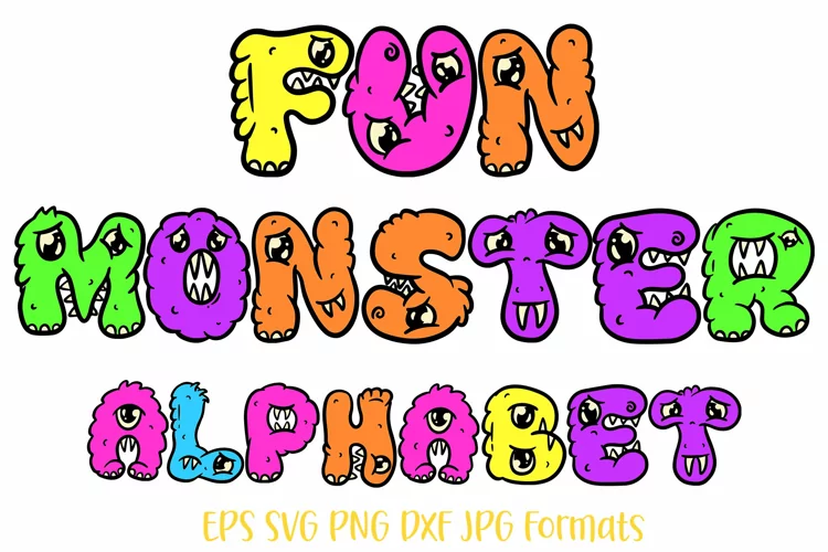 Monster Cute Cartoon Alphabet Letter Number Type SVG