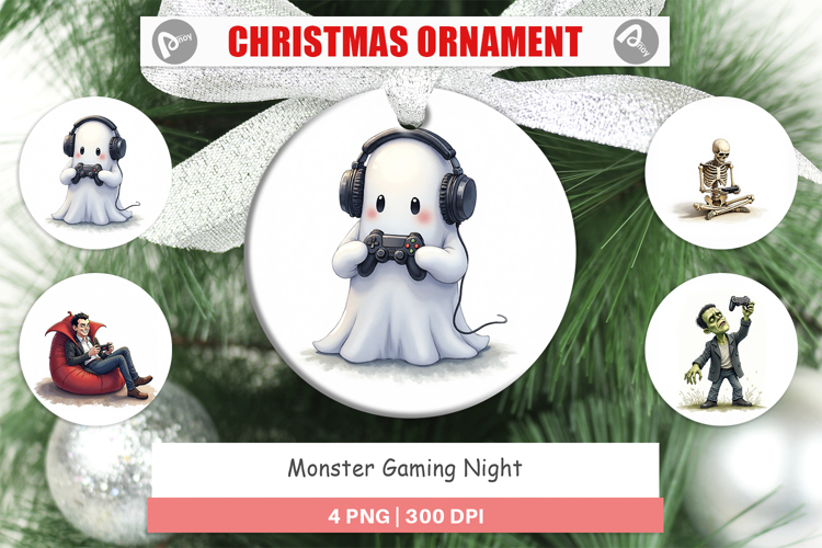 Ornament Watercolor Monster Gaming Night