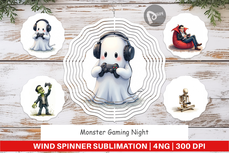 Wind Spinner Watercolor Monster Gaming Night