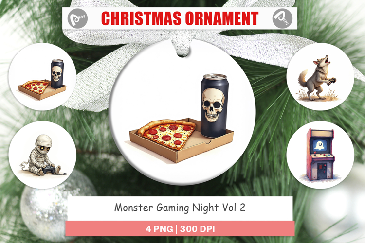 Ornament Watercolor Monster Gaming Night