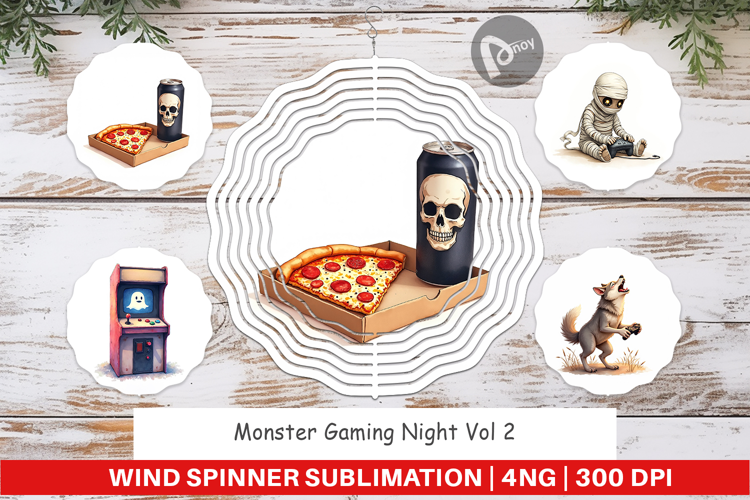 Wind Spinner Watercolor Monster Gaming Night