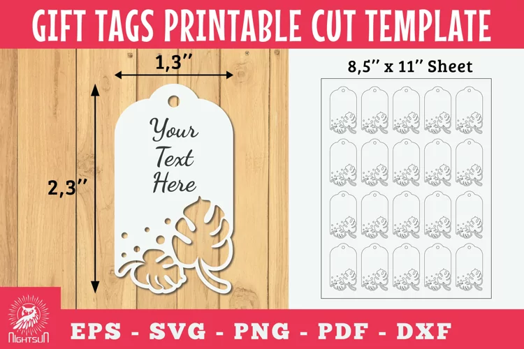 Monster Leaves Gift Tags Printable Cut