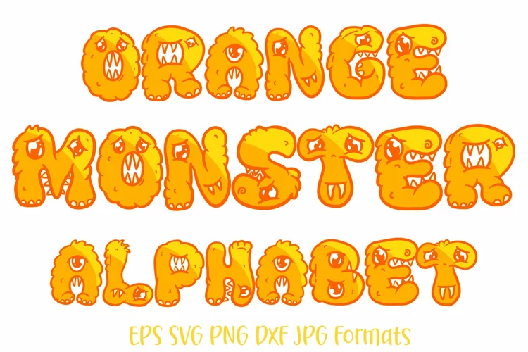 Monster Cute Cartoon Alphabet Letter Number Type SVG