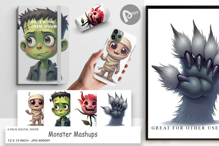 Digital Paper Monster Mashups