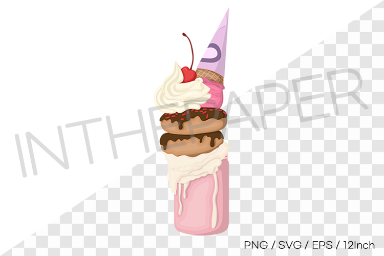 Ice cream pink monster milkshake PNG EPS SVG vector illust example image 1